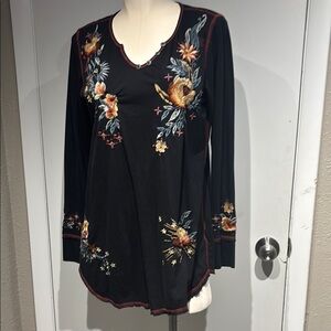 Caite Hand embroidered long sleeve blouse